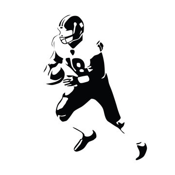 American football player vector illustration. Running isolated f