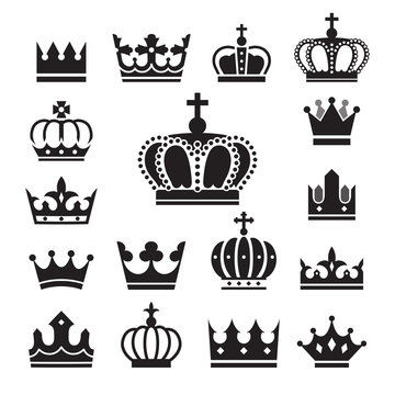 Crown icons set. Vector Illustration.