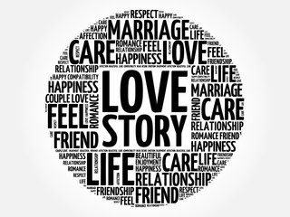 Love Story circle word cloud collage concept