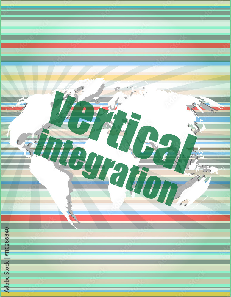 Aufkleber business concept: words vertical integration on digital screen vector quotation marks with thin line