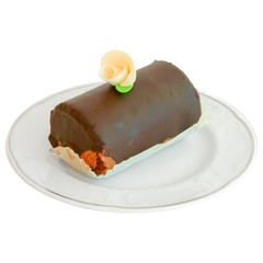 Red jelly cake on a white background