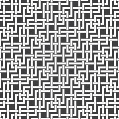 Abstract seamless pattern of intersecting lines. Swatch of white lines on a black background.