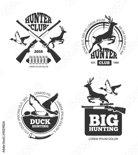 vector retro vintage hunting labels emblems logos badges hunting duck hunting logos