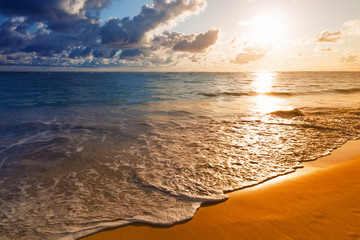 Beautiful sunrise on Caribbean beach