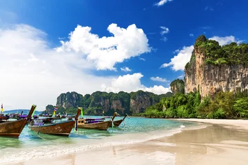Photo sur Plexiglas Railay Beach, Krabi, Thaïlande Plage de Railay à Krabi en Thaïlande