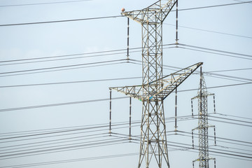 Electricity pylon near Tel Aviv city, Israel