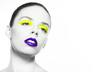 purple lips and yellow eye liner