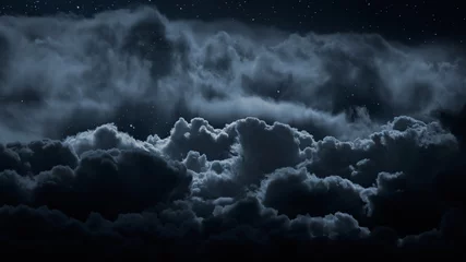 Selbstklebende Fototapete Nacht Nachts über den Wolken