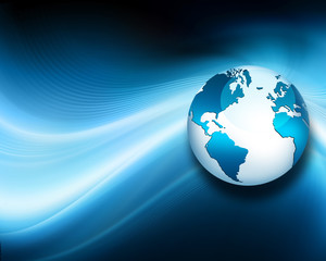 Best Internet Concept of global business. Globe, glowing lines on technological background. Electronics, Wi-Fi, rays, symbols Internet, television, mobile and satellite communications