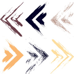 Cute vector geometric seamless pattern. Brush strokes, arrows. Hand drawn grunge texture. Abstract forms. Endless texture can be used for printing onto fabric or paper