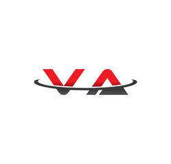 va alphabet with swoosh grey and red