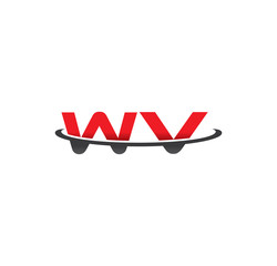 wv alphabet with swoosh grey and red