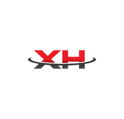 xh alphabet with swoosh grey and red