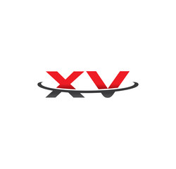 xv alphabet with swoosh grey and red