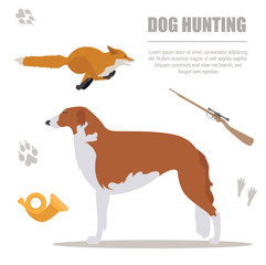 Dog hunting. Flat style.
