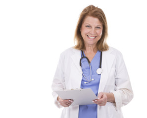 Fototapeta premium caucasian doctor on white