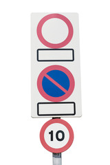 signs No parking, no entry, speed limit isolated on a white background