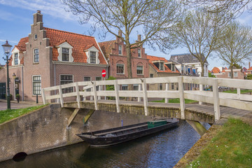 Small wooden bridge over a canal in Medemblik