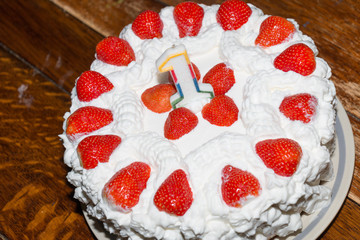 Strawberry birthday cake
