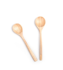 Close up wooden spoon isolated on white