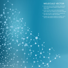 Structure molecule and communication Dna, atom, neurons. Science concept for your design. Connected lines with dots. Medical, technology, chemistry, science background. Vector illustration