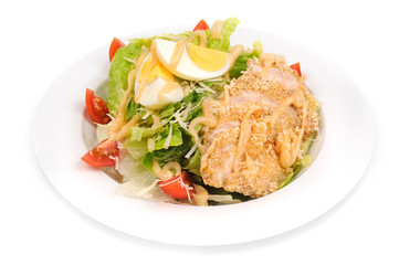 fried chicken breast green salad 