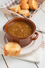 French onion soup a healthy reduced fat version with plain toasted croutons