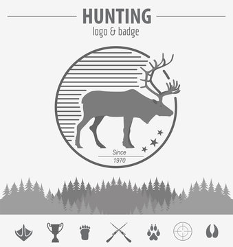 Hunting logo and badge template. Flat design. Vector illustratio