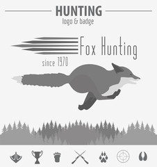 Hunting logo and badge template. Flat design. Vector illustratio