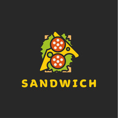 Bread and butter, Tasty Sandwich Logo flat design, vector illustrations unique sign Butterbrot