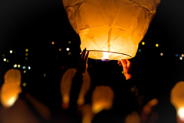 Make A Wish, A chinese lantern with lots more in the background © Todorov