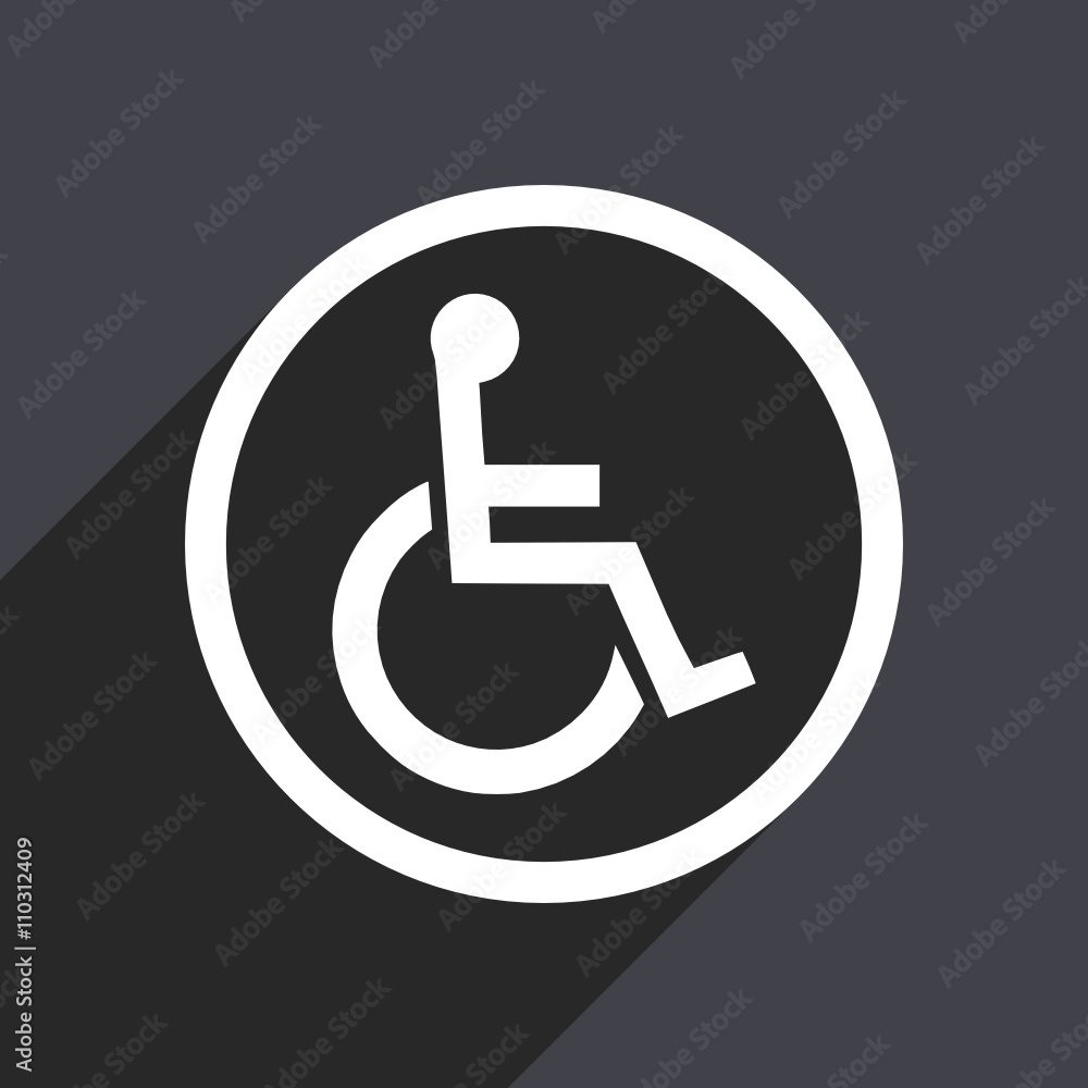 Poster flat design wheelchair web white and grey vector icon