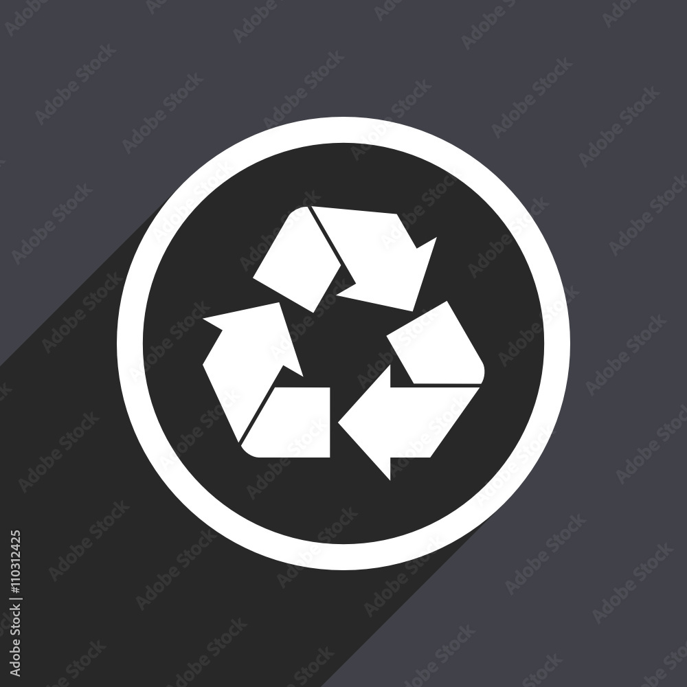 Poster flat design recycling web white and grey vector icon