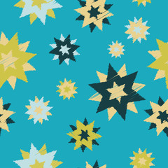 Seamless decorative vector background with stars. Print. Cloth design, wallpaper.