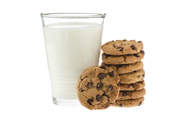 chocolate chip cookies and milk
