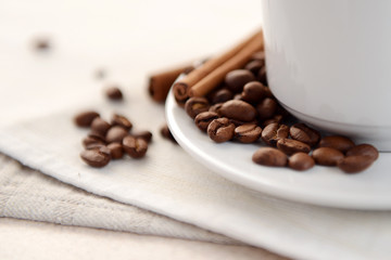 Cup of coffee with cinnamon