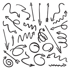 Black Drawn Arrows. Vector Illustration.