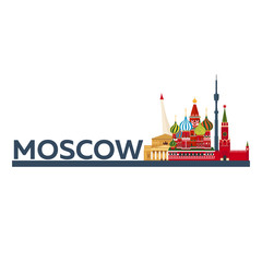 Obraz premium Moscow. Tourism. Travelling illustration Moscow city. Modern flat design. Moscow skyline. Russia