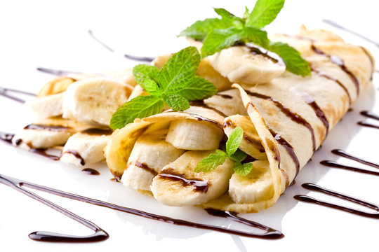 Chocolate And Banana Crepes