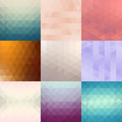 Set of geometric background. Triangles. Vector illustration