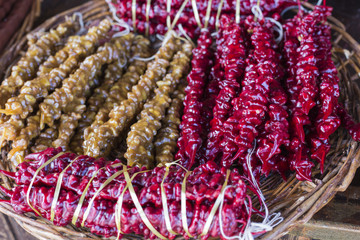 Churchkhela at the street market in Georgia