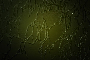 Green patterned glass background, space for text