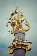 Monument on Freedom Square in the center of Tbilisi, Georgia 