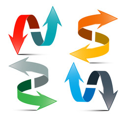 Arrows Set. Vector Double Arrows Isolated on White Background. 3D Logo Arrows Illustration.