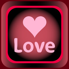 Icon red pink square love heart