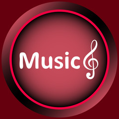 Icon red treble clef and music