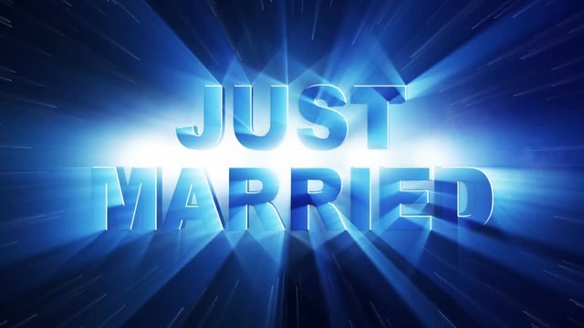 Just Married Lights Rays Text Animation, Loop, 4k
