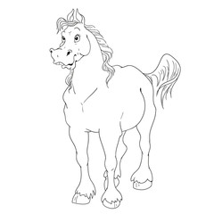 Cartoon character horse. Coloring book