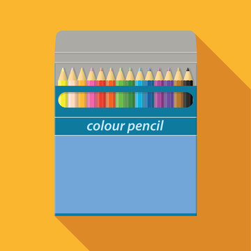 Vector Box of Colored Pencils