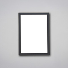 Blank of wooden photo frame isolated on grey